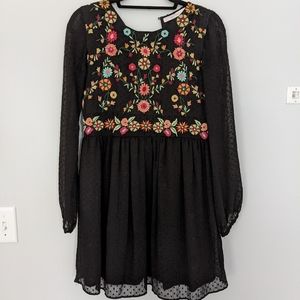 Zara Flower Embroidered Baby Doll Dress